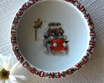 Antique German Porcelain Baby Bowl | 1910s Nursery Rhyme Dish