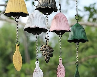 Japanese Cast Iron Wind Chime Retro Hanging Leaf Bell Decor