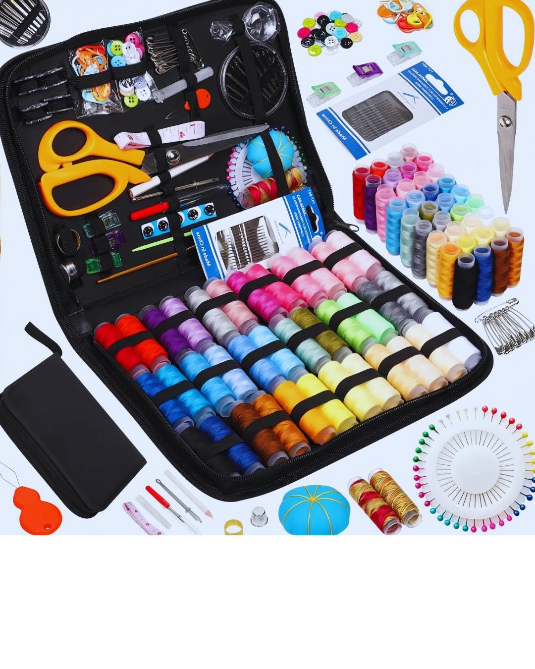Complete Sewing Kit With Threads Needles Scissors Tape Measure Buttons ...