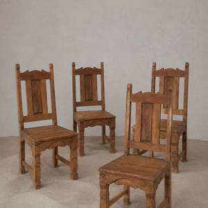 Set of Four handmade pine dining chairs