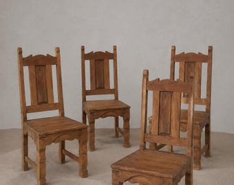 Set of Four handmade pine dining chairs