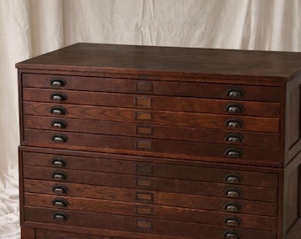 Vintage Apothecary Flat File Cabinet / architects chest