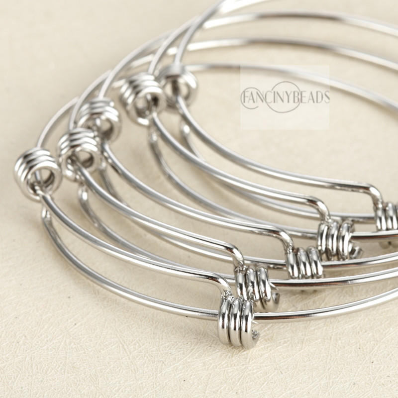 Bulksale 100 pcs Stainless Steel adjustable  basic bangles wired brac…