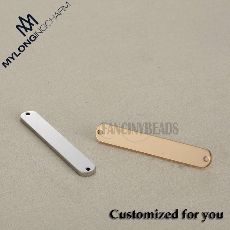 G2316--20 Pcs-6*40mm-great for engraving polished surface Smooth surface stainless steel blank rectangle bar charms--connectors
