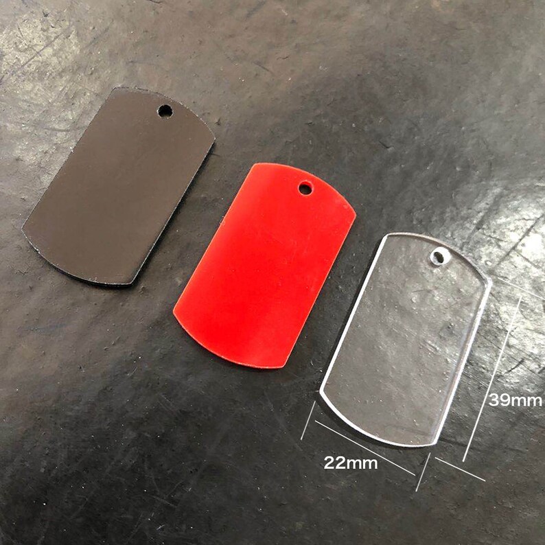 22x39mm military tag pendant Rectangle Acrylic Pendants-clear whiteblackred color 20 pcs Clear Acrylicl dog tag
