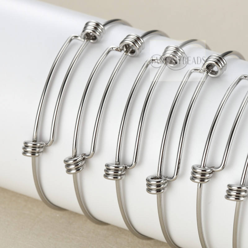 Stainless Steel 10 pcs adjustable  basic bangles wired bracelet findi…