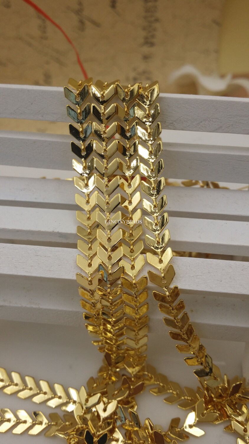 V shape chain-gold plating over brass 10 feet fantastic  chevron chai…