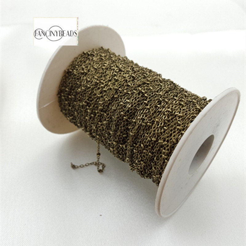Hot Sale chain spool wrapped-100 feet antique bronze beaded chainF134
