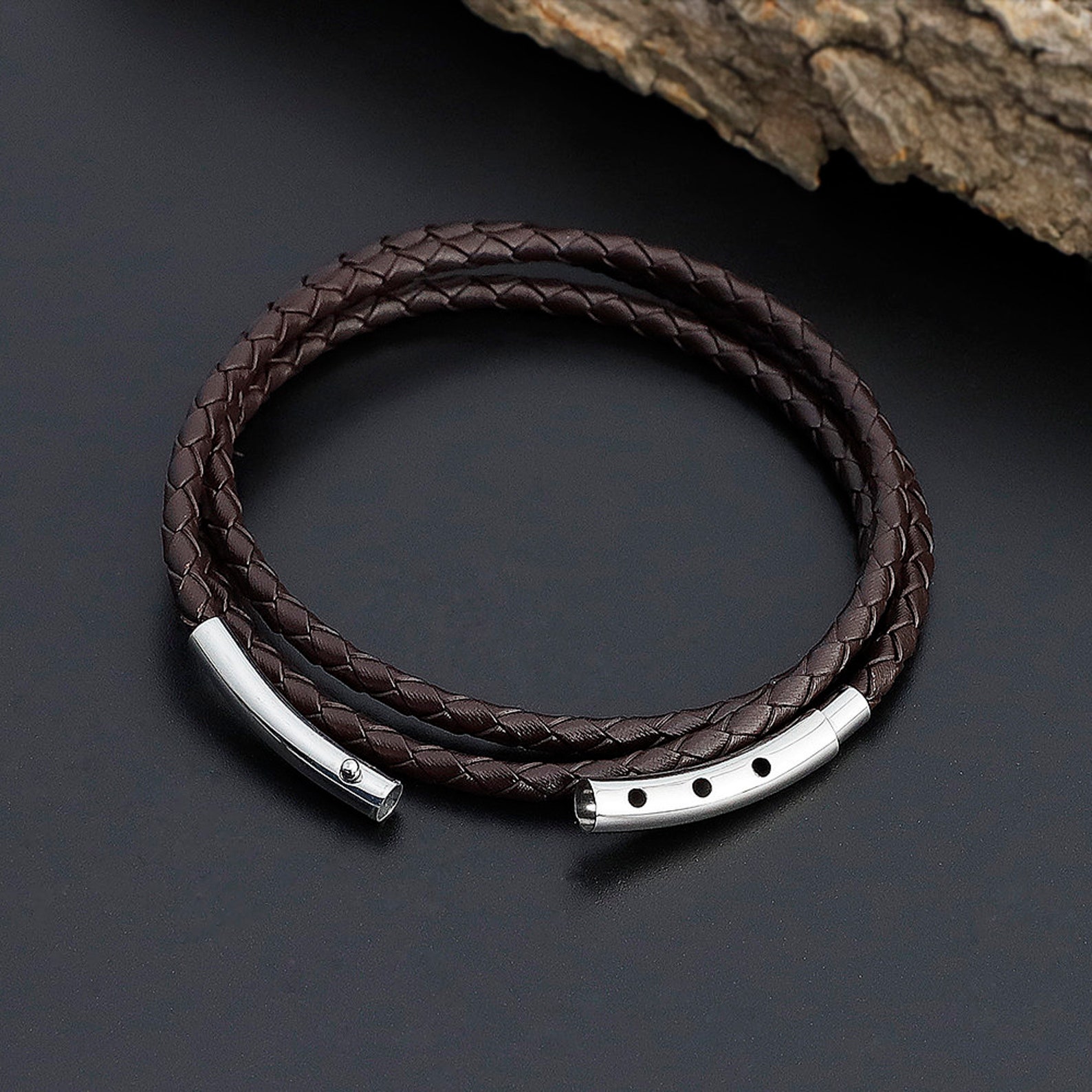 Adjustable Leather Bracelet Fashion Men Bracelet Braided | Etsy