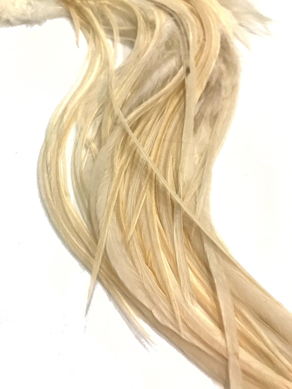 PEACOCK GREEN Thick Long Grizzly Rooster Hair Extension Feathers 6 Pieces
