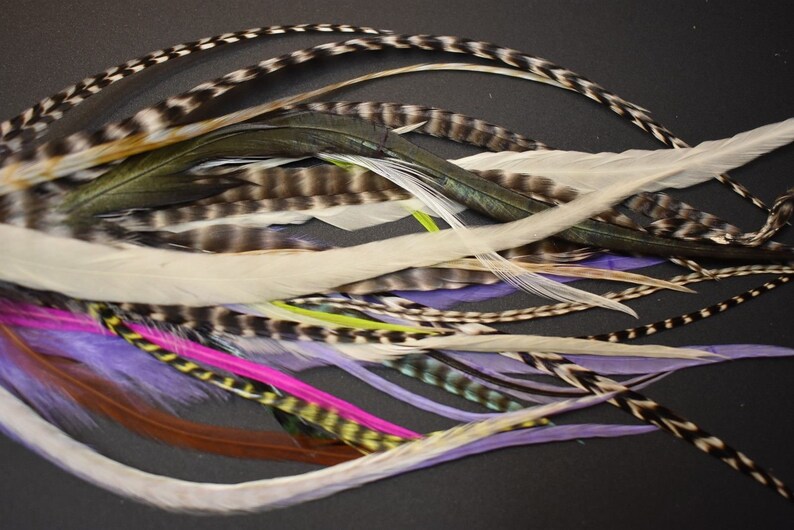 25 Strands 6 9 Inch Long Thick Grizzly And Solid Rooster Etsy