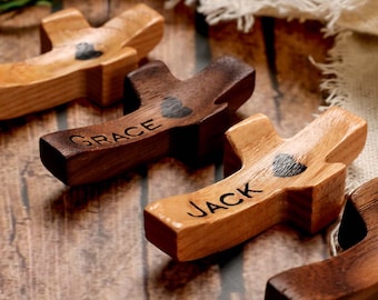 Personalized Wooden Pocket Cross: Comforting Fidget Prayer Gift,Religious Gift,Mini Cross,Thumb Cross
