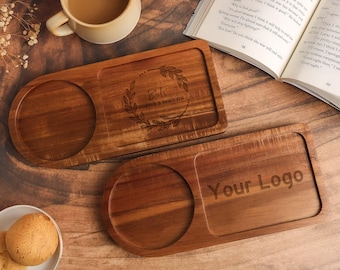 Vassoio personalizzato per tè e biscotti, tagliere in legno inciso per dolcetti al caffè, regalo per mamma, papà e nonno