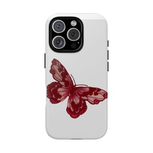 Red Butterfly Phone Case, Tough Cases for Butterfly Lovers, Gift for Her, Floral Phone Cover, Smartphone Accessory, Butterfly Aesthetic