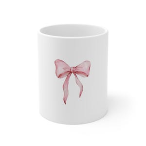 Ceramic Coffee Mug with Pink Bow, Perfect for Coffee Lovers, Gift for Friends, Tea Lovers, Home Decor, Birthday Gift