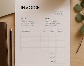 Freelance Minimalist Invoice Template | Editable in Canva | Modern Business Billing Form