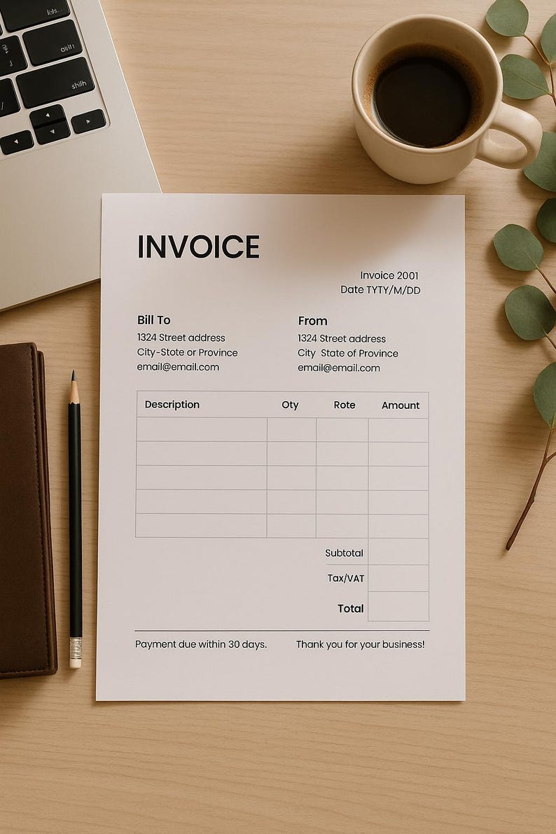Freelance Minimalist Invoice Template | Editable in Canva | Modern ...