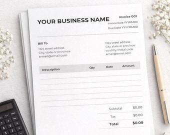 Freelance Minimalist Invoice Template | Editable in Canva | Modern Business Billing Form