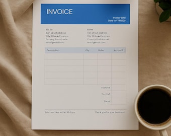 Freelance Modern Banner Invoice Template | Editable in Canva | Modern Business Billing Form
