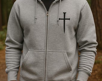 Christian Men's Soft Hoodie, Unisex Full Zip Sweatshirt, Religious Gift, Christian Apparel, Faithful Clothing, Cozy Christian Hoodie