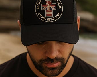 Trucker Hat Aloha and Hallelujahs, Vintage Cap, Retro Baseball Hat, Strong in the Lord, Cool Aloha Hat, Hallelujahs Design, Christian Gift