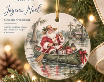 Cajun Santa Ceramic Ornament – Southern Christmas Joyeux Noël Gift