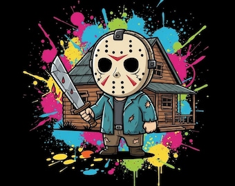 Chibi Jason Pixel Art: Horror Halloween PNG (Digital Download)