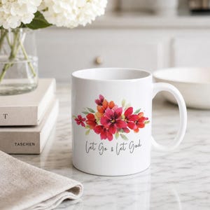 Floral Scripture Mug | Hand-Painted Watercolor Design Coffee Cup image 1