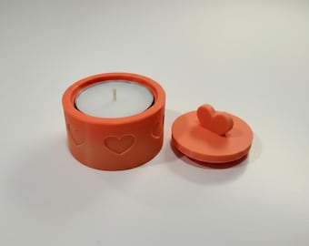 Portavelas en forma de corazón con tapa / Portavelas romántico para velas pequeñas (modelo 3D STL)