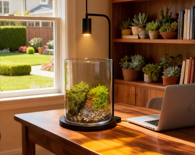 4" Cylinder Glass Moss Terrarium | Handmade Closed Ecosystem Jar | Live Moss Mini Forest | Glass Terrarium Bottle Garden