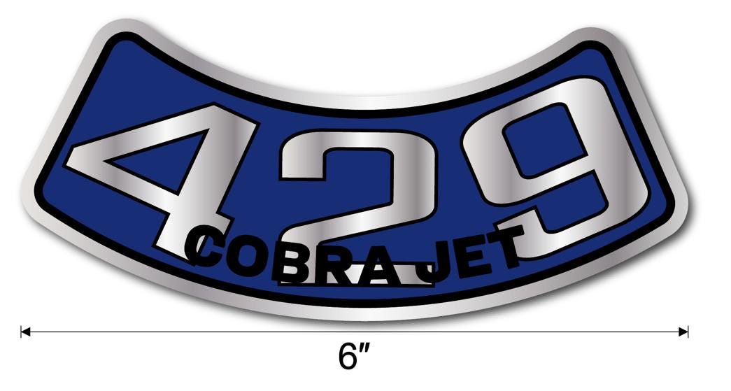 New 429 COBRA JET Air Cleaner Decal Bumper Sticker for Ford