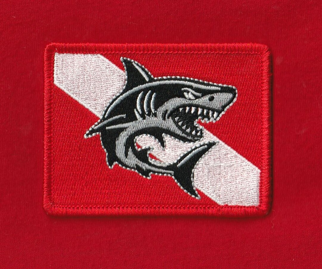 3.5" Iron-on SHARK Dive Flag Patch Scuba Diving Certification ...