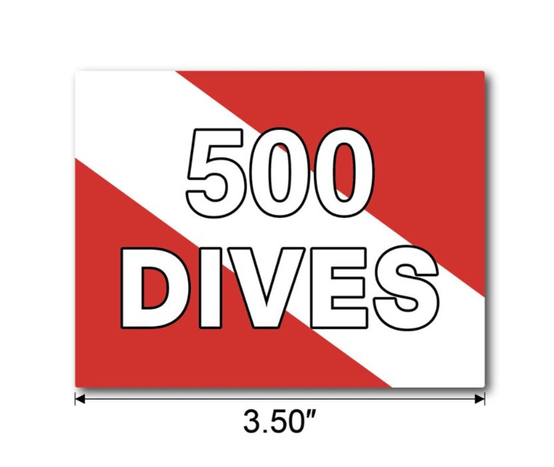 3 5 DECAL Sticker 500 DIVES Dive Flag SCUBA Diving Diver down 
