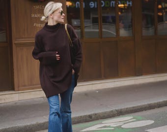 Knit Sweater - Dress with Side Slit