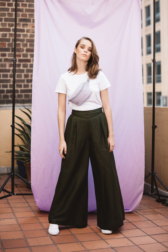 dark green flare pants