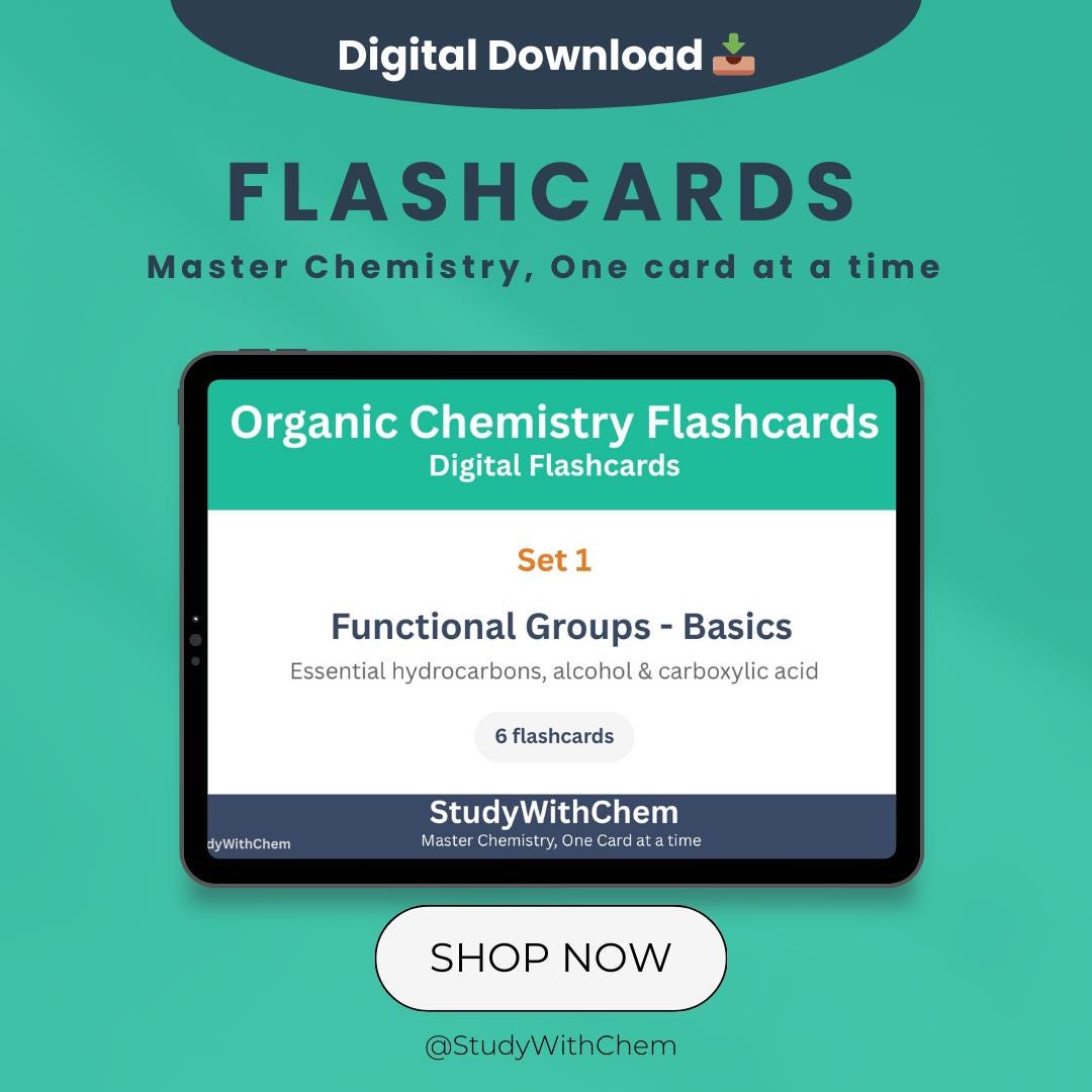 Organic Chemistry Flashcards: Functional Groups Study Cards (digital ...