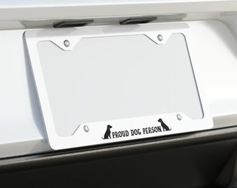 Proud Dog Person License Plate Frame | Dog Silhouette Pet Lover Accessory