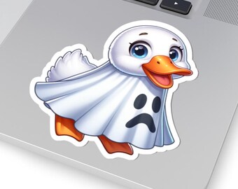 Ghost Duck Kiss-Cut Stickers: Halloween Decor, Laptop Decals