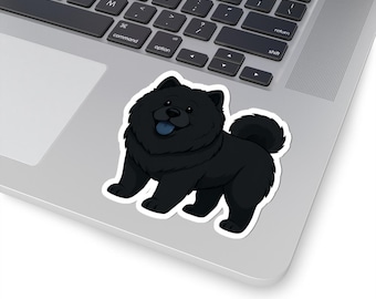 Fluffy Black Chow Chow Sticker | Kiss-Cut Vinyl Dog Decal