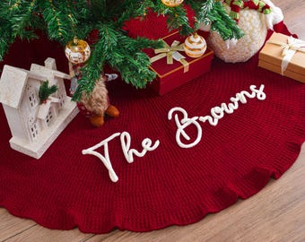 Personalized Christmas Tree Skirt, Family Christmas Tree Skirts, Monogrammed Christmas Decor, House Warming Gift, Christmas Keepsake Gift
