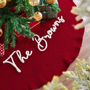 Falda de árbol de Navidad personalizada, faldas de árbol de Navidad familiares, regalo de inauguración de casa personalizado, decoración navideña para el hogar, adornos navideños