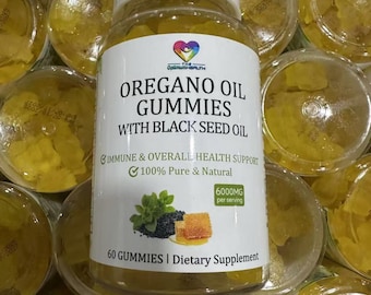 Oregano Gummies, Black Seed Gummies, Immune Support, Herbal Oil Gummy, Vitamin D3 Gummies, Natural Oil Gummies, Digestive Support Supplement
