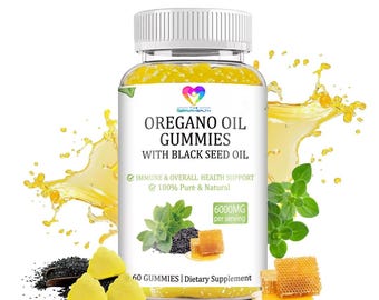Öl aus Oregano mit Schwarzkümmelöl-Gummies - Schwarzkümmel-Oregano, Bio-Oregano-Ölgummies, natürliche, vegane Ergänzung, 60 Gummies