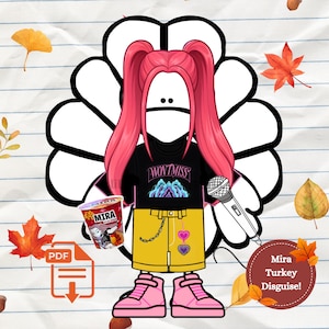 KPOP Demon Hunters Turkey Disguise Printable, kpop star turkey, kpop demon hunters thanksgiving (instant download)