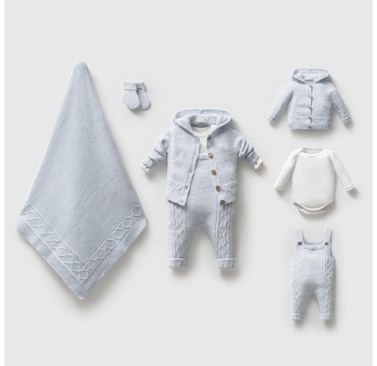 Knitted Newborn Outfit: Embroidered Bodysuit Set, Custom Cotton Baby Clothes