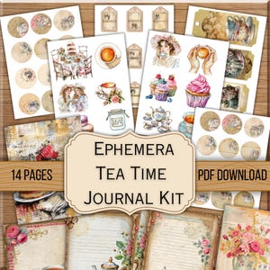 Vintage Tea Party Ephemera Kit: Junk Journal, Scrapbook (Digital Download)