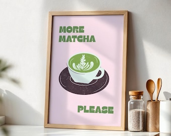 Matcha Latte Print: Pink Kitchen Cafe Decor (Digital Download