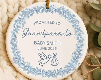 Promoted to Grandparents Ornament, New Grandma and Grandpa Xmas Ornament, New Baby Announcement Bauble, Pregnancy Announcement