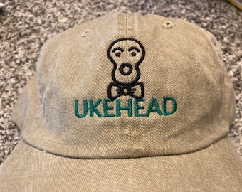 Ukulele Embroidered Hat Cap - UkeHead02 - Free Uke On Board Sticker