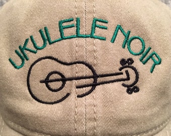 Ukulele Noir Embroidered Hat Free Uke On Board Sticker